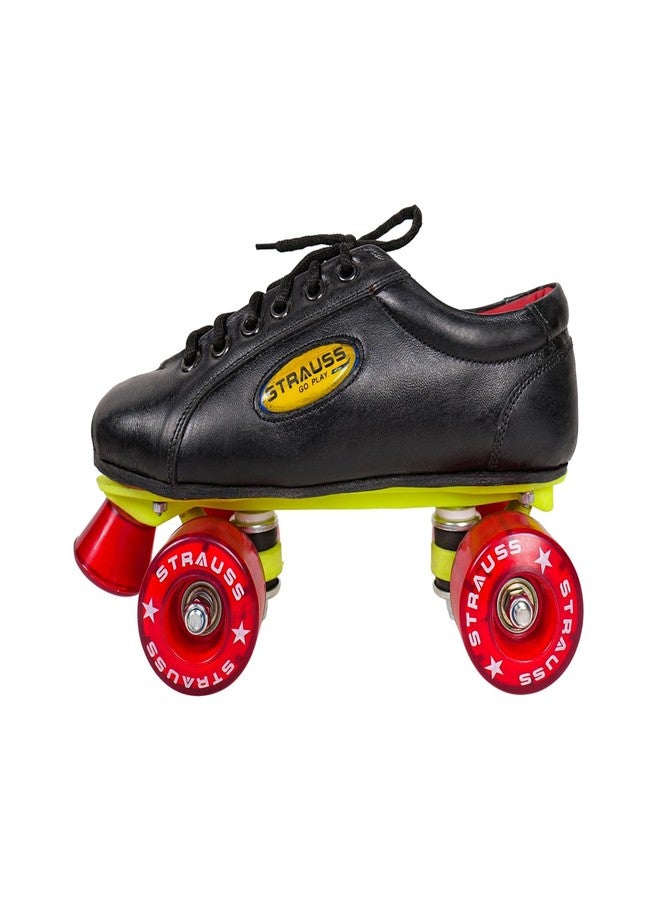 STRAUSS Gripper Skating Shoes | Fixed Body Roller Skates | Shoe Skate With PVC Wheel |Ideal For Boys, Girls and Kids |Suitable For All Skill Level | Ideal For Seniors (15 Years Above) ,Size-9, (Red/Black) - Image 1